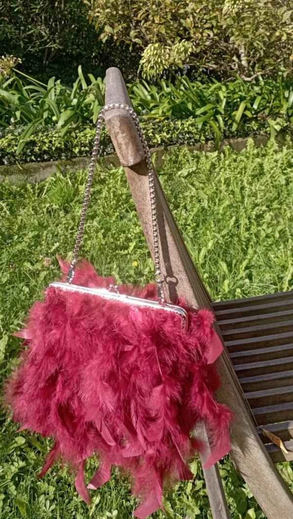 Bolso de plumas granate - Imagen 3