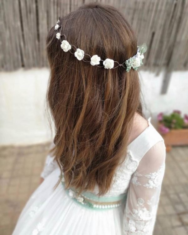 Tocado / Corona de flores “Báltico”/Comunión/boda - Imagen 4