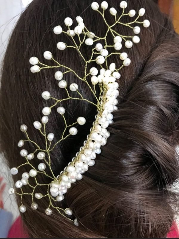 Tocado " Little mermaid" en oro y perlas de mar. - Imagen 3