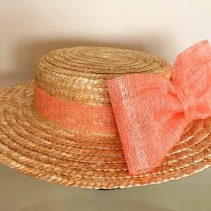 Pamela - canotier ala ancha con lazada frontal