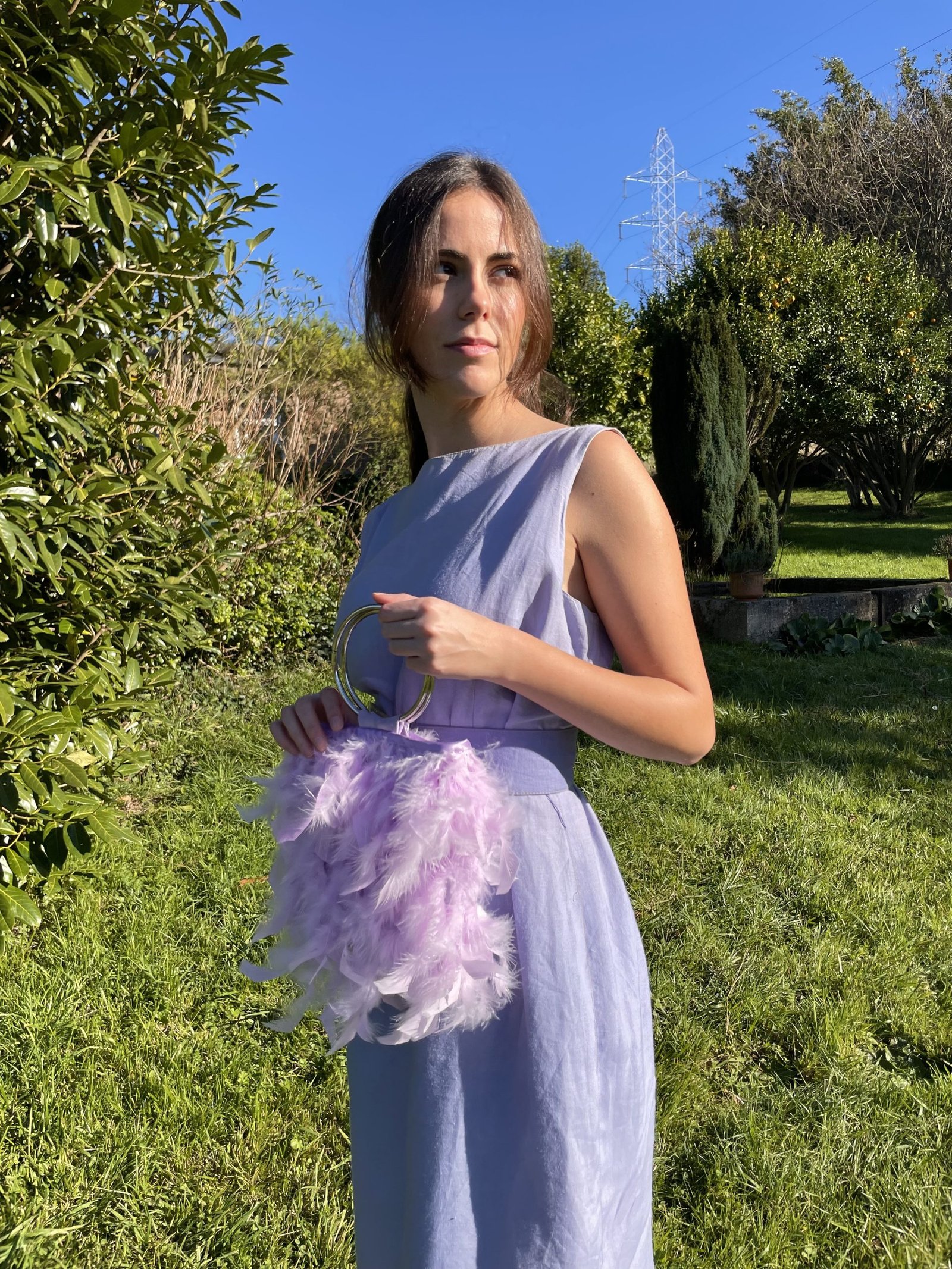 Conjunto de plumas lila