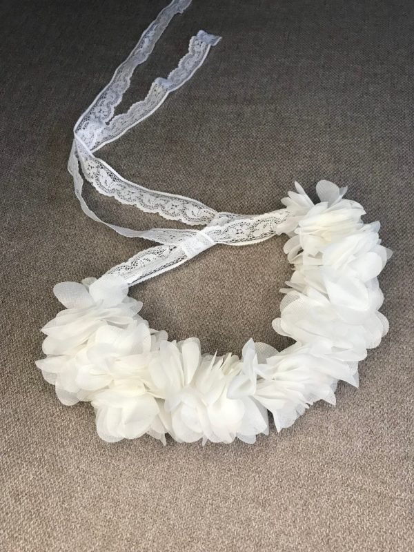 Media corona de flores de tela para boda / Comunión - Imagen 2