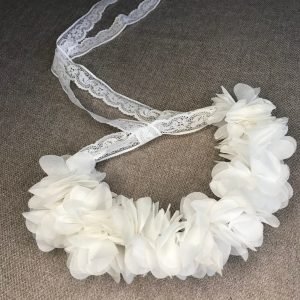 Media corona de flores de tela para boda / Comunión