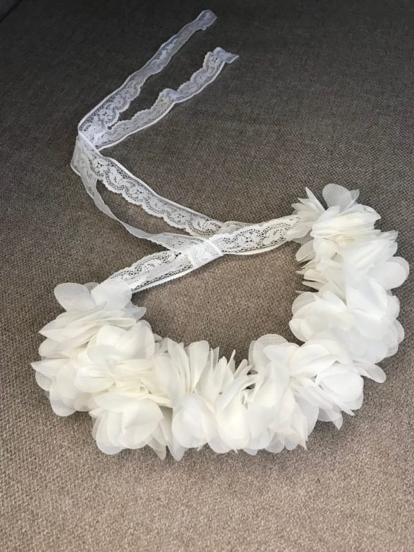 Media corona de flores de tela para boda / Comunión