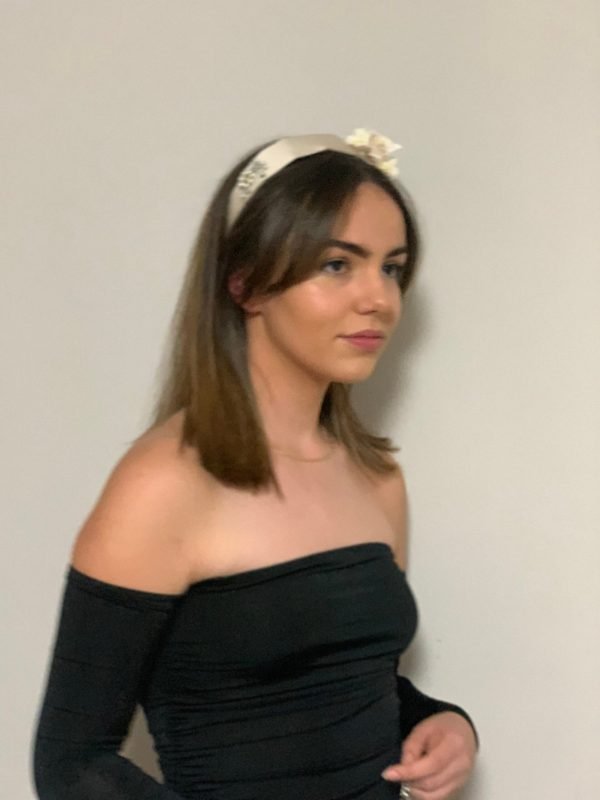 Diadema de seda Nude Novia / invitada / Comunión - Imagen 4