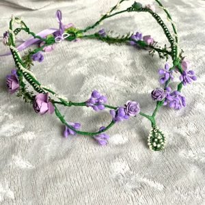Corona de flores Elf morada