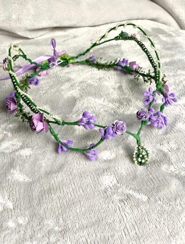 Corona de flores Elf morada