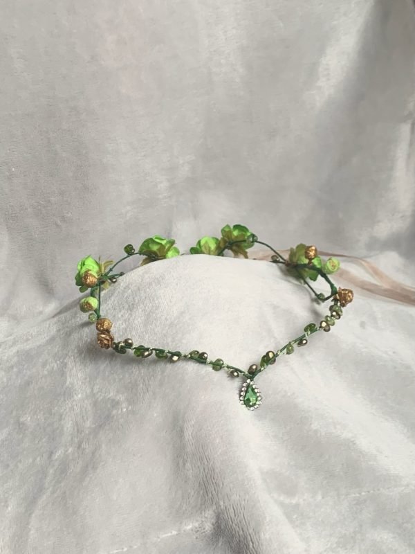 Corona de flores serie Elf/  verde bosque / comunión/ boda/ arras/  Tiara de hada / Corona de flores élfica