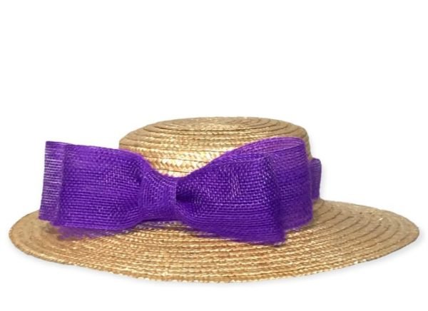 Pamela - canotier ala ancha con lazada frontal - Imagen 9