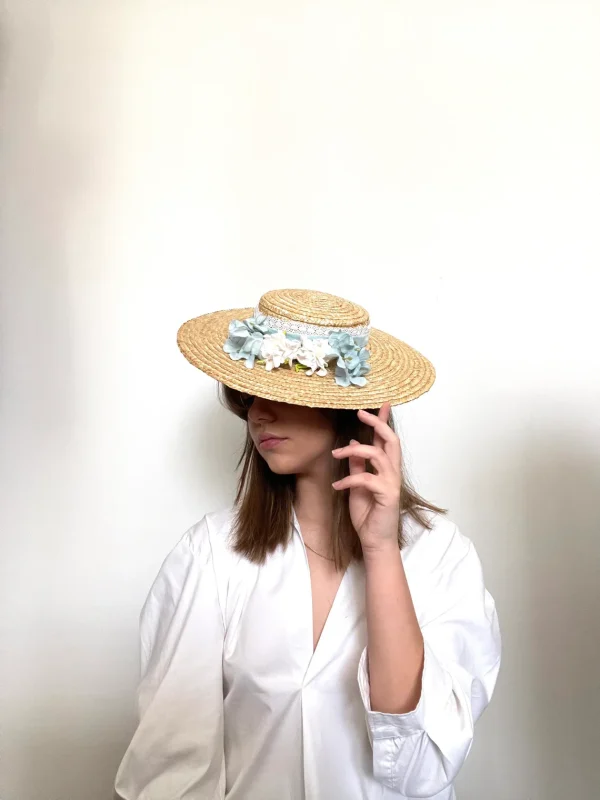 Canotier pamela de flores “Verdemar” - Imagen 6