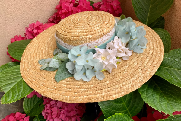 Canotier pamela de flores “Verdemar”
