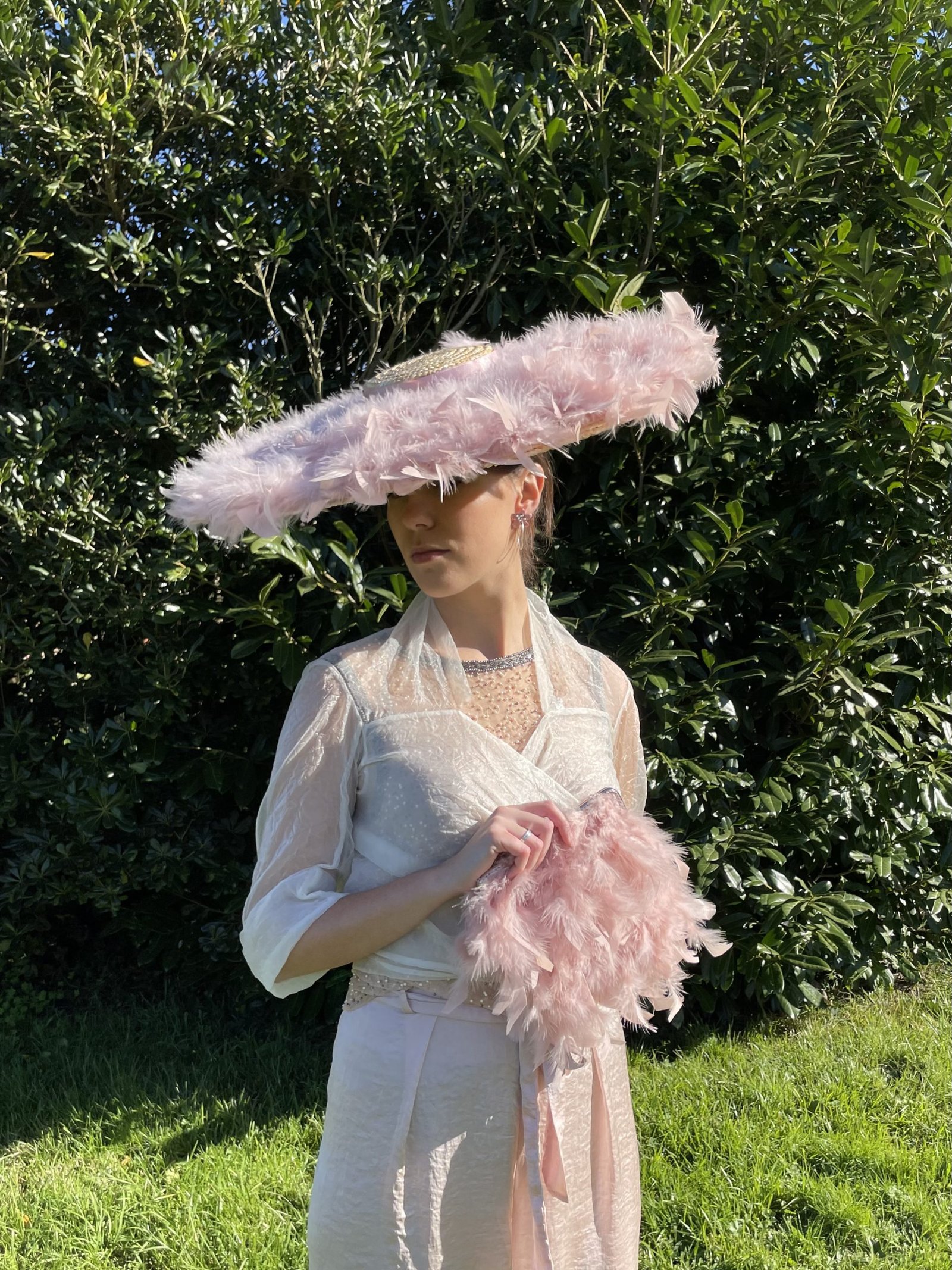 conjunto de plumas rosa empolvado