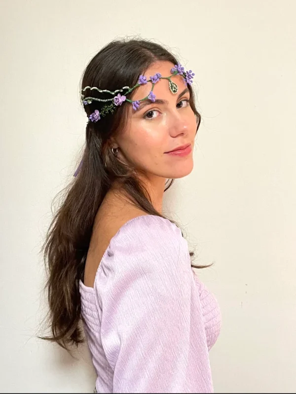 Corona de flores Elf morada - Imagen 2