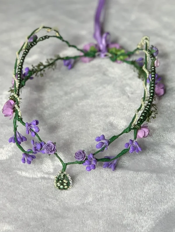 Corona de flores Elf morada - Imagen 3