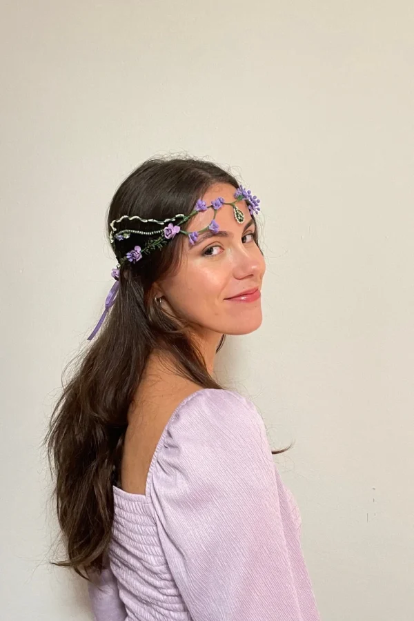Corona de flores Elf morada - Imagen 4