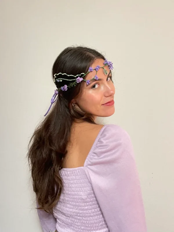 Corona de flores Elf morada - Imagen 5