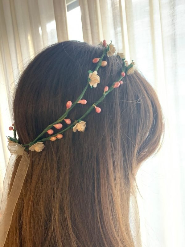Corona de flores de doble aro y de estilo boho - Boda / Arras / Comunión - Imagen 5