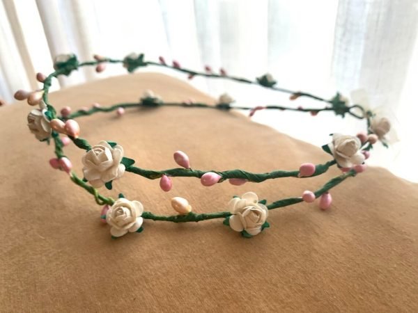 Corona de flores de doble aro y de estilo boho - Boda / Arras / Comunión - Imagen 2