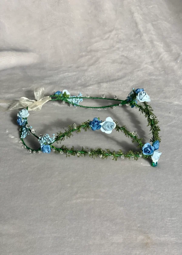 Corona de flores serie Elf/  azul/ comunión/ boda/ arras/  Tiara de hada / Corona de flores élfica