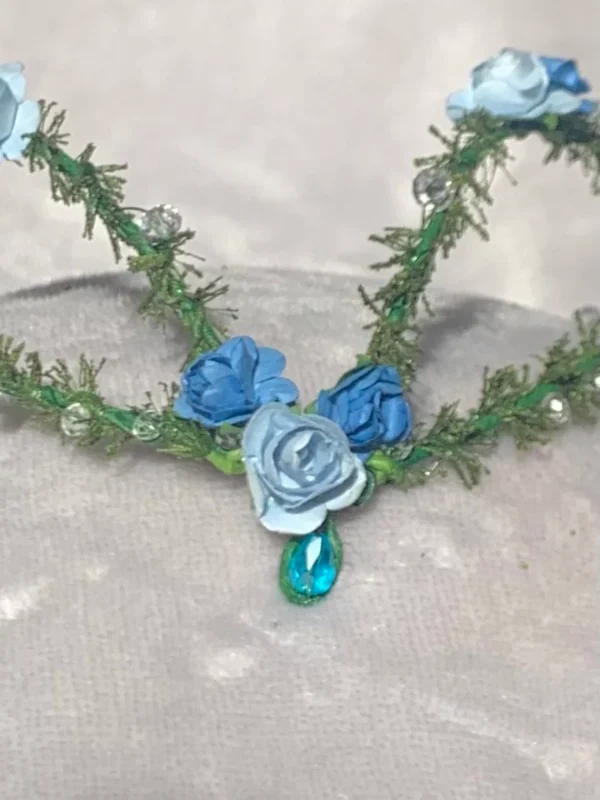 Corona de flores serie Elf/  azul/ comunión/ boda/ arras/  Tiara de hada / Corona de flores élfica - Imagen 2