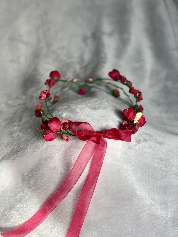 Corona de flores serie Elf/  rojo/ comunión/ boda/ arras/ Tiara de hada corona de flores élfica 2 - Imagen 3