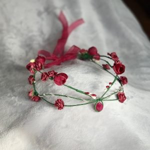 Corona de flores serie Elf/  rojo/ comunión/ boda/ arras/ Tiara de hada corona de flores élfica 2
