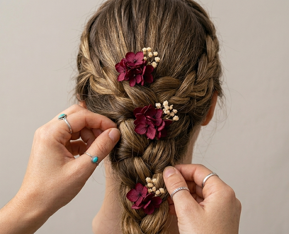 pines para trenzas granate
