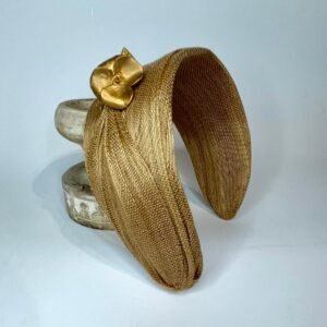 Diadema Tocado de Sinamay Oro/camel