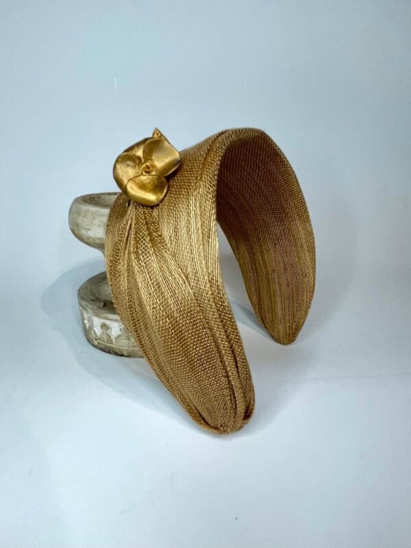 Diadema Tocado de Sinamay Oro/camel