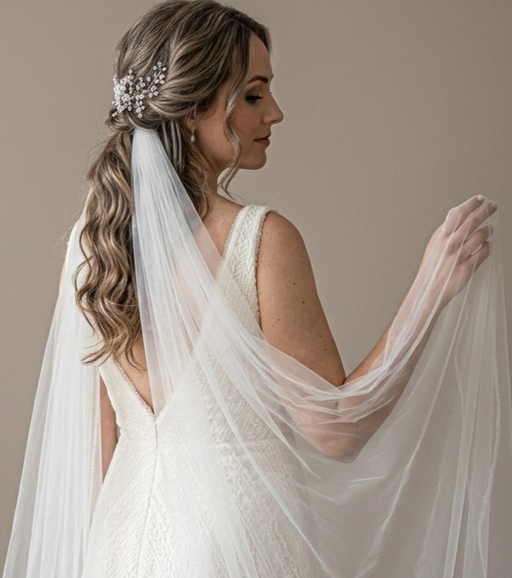 tocado de novia con perlas naturales y cristal